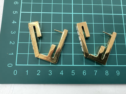 FENDI FF Logo Baguette Rhinestone Earrings OB3422