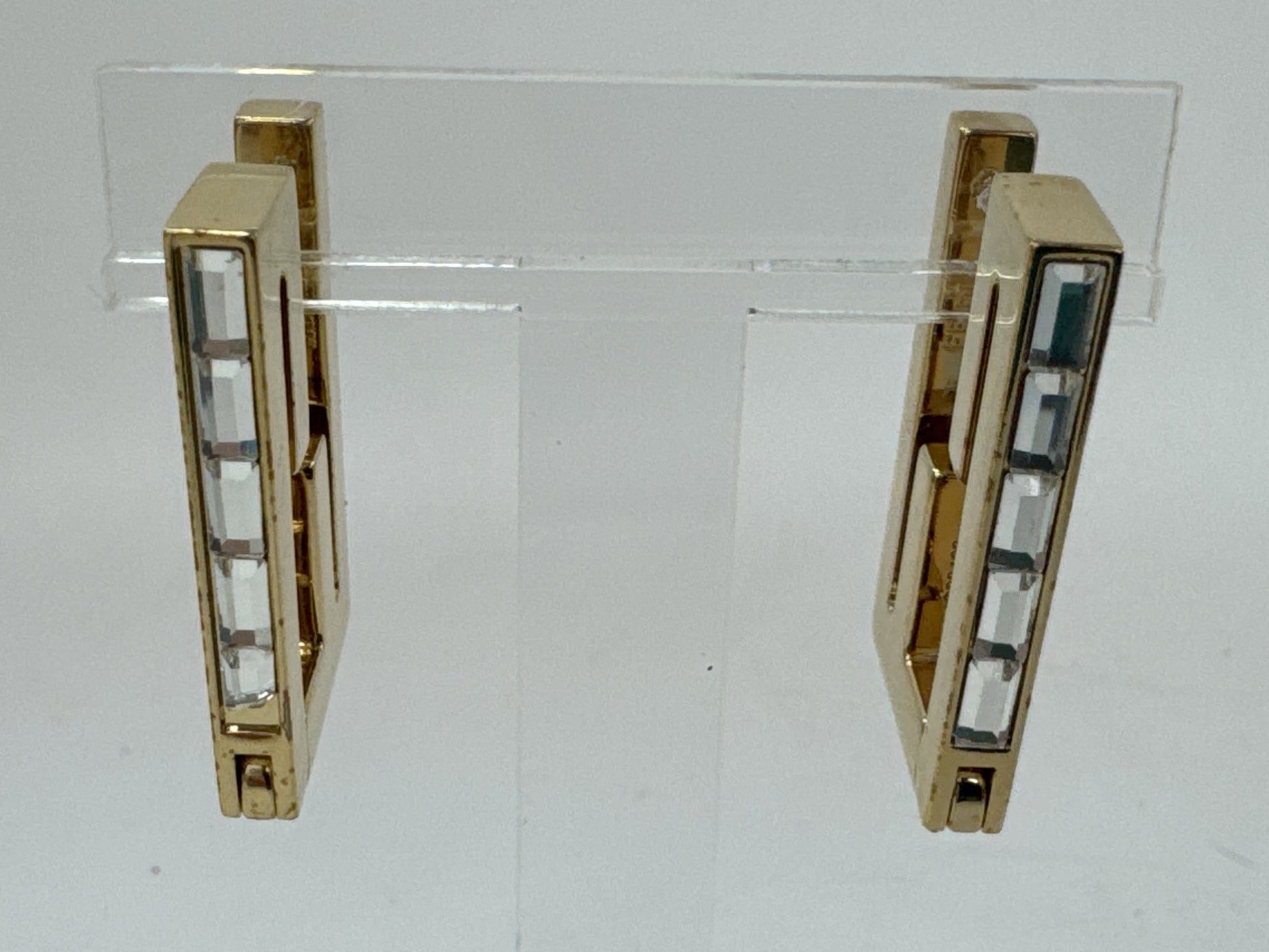 FENDI FF Logo Baguette Rhinestone Earrings OB3422