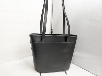BURBERRY Leather Check Tote Bag