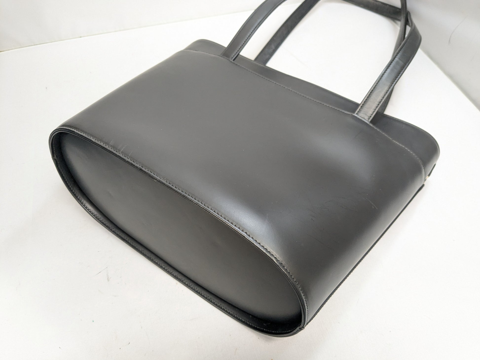 BURBERRY Leather Check Tote Bag