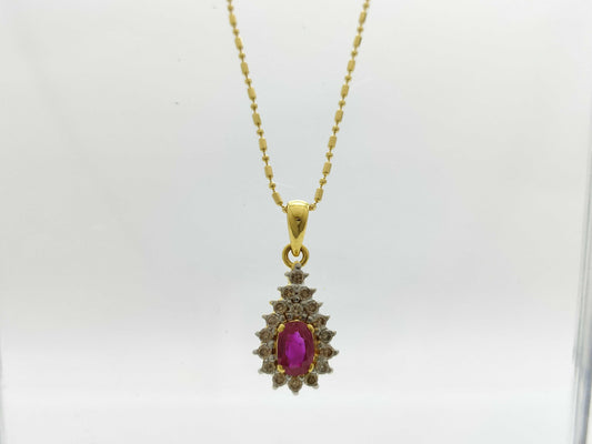 Colored Stone Diamond K18/750 3.8g Necklace 