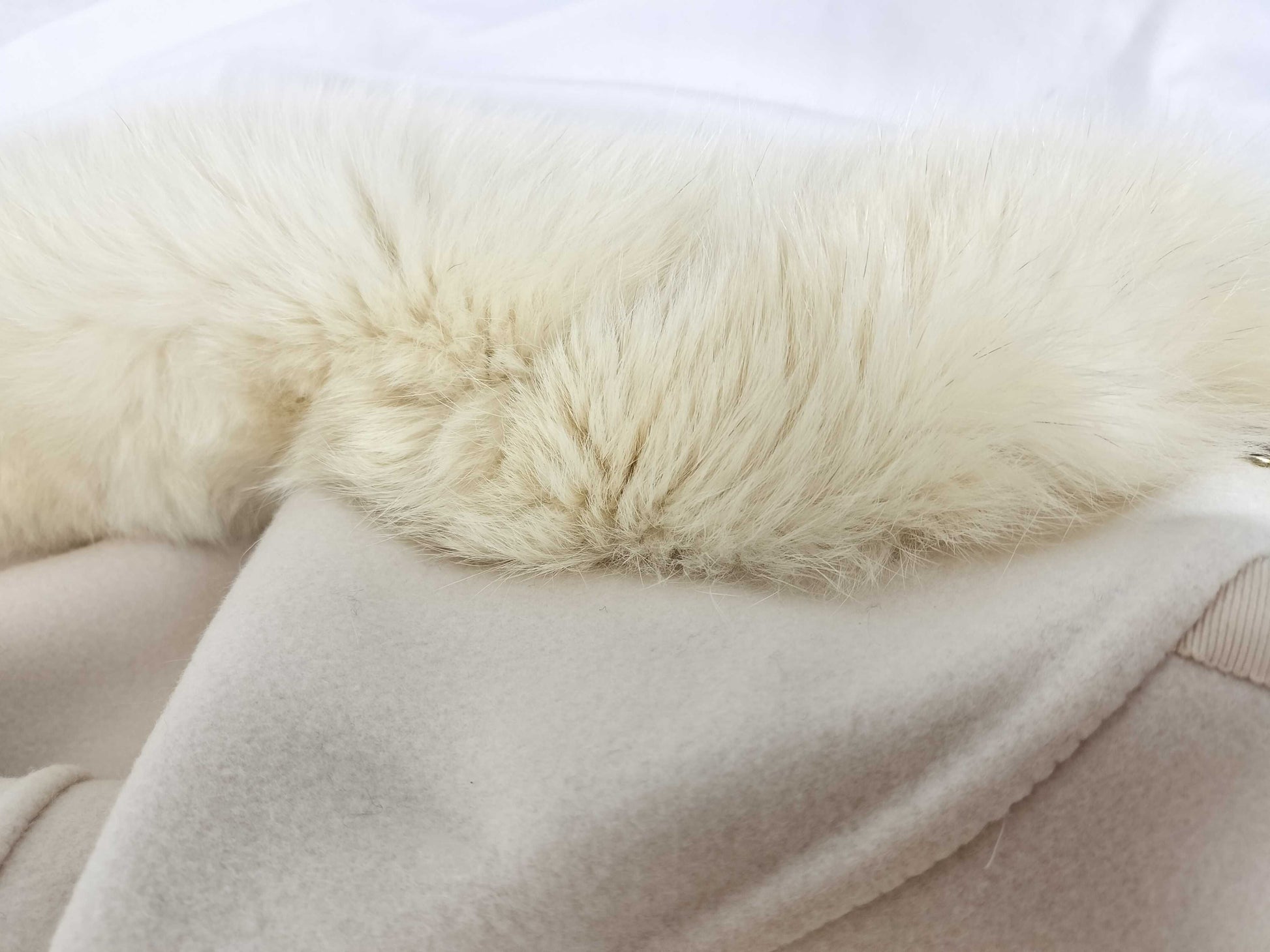 Drawer 6525-234-0380 Duffle Coat, Fox Fur, Ivory