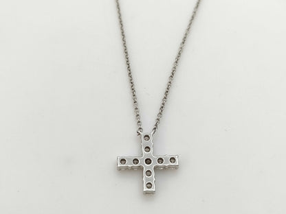 HARRY WINSTON Mini Cross Diamond Pt950 3.6g Necklace 