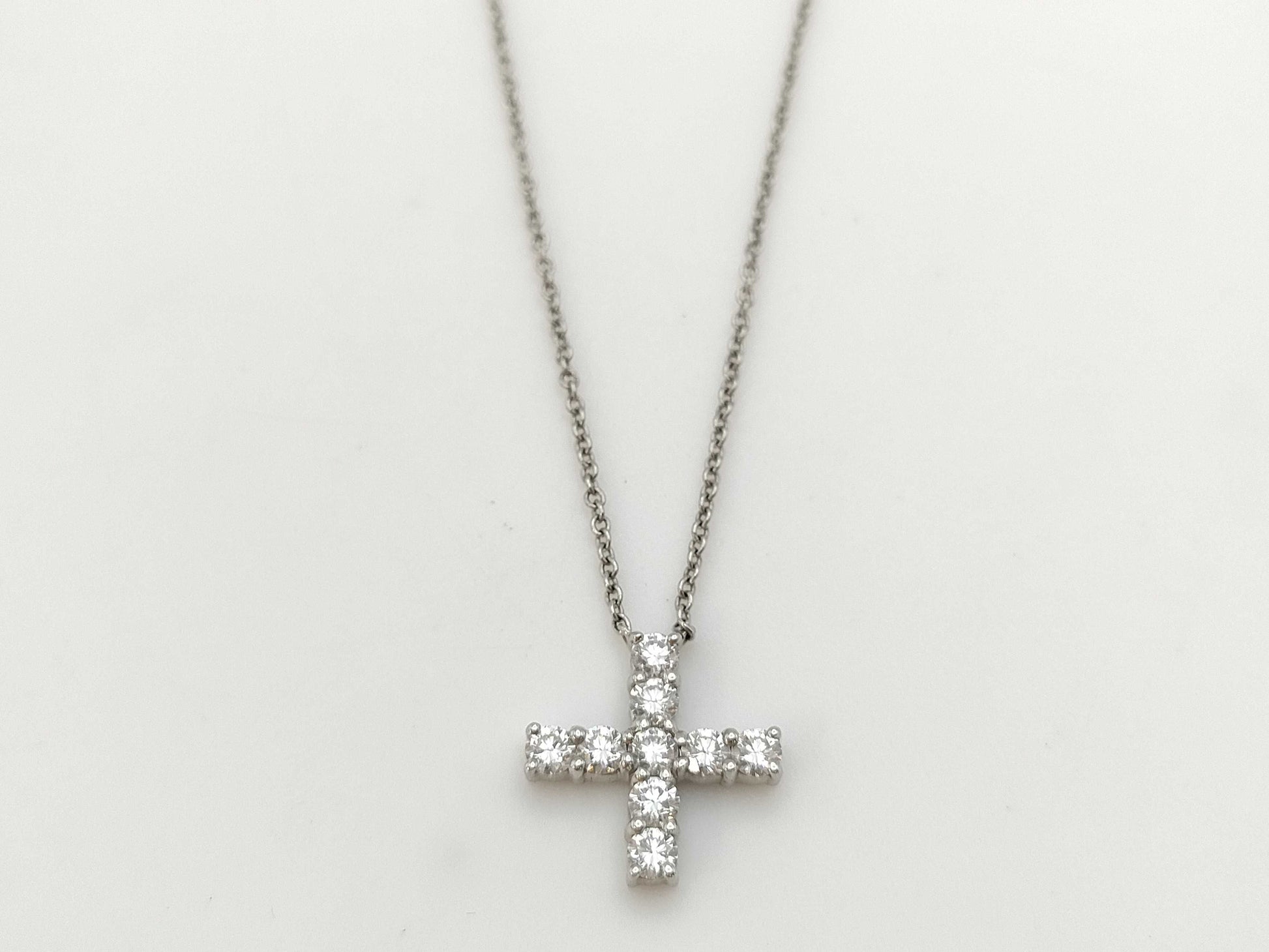 HARRY WINSTON Mini Cross Diamond Pt950 3.6g Necklace 