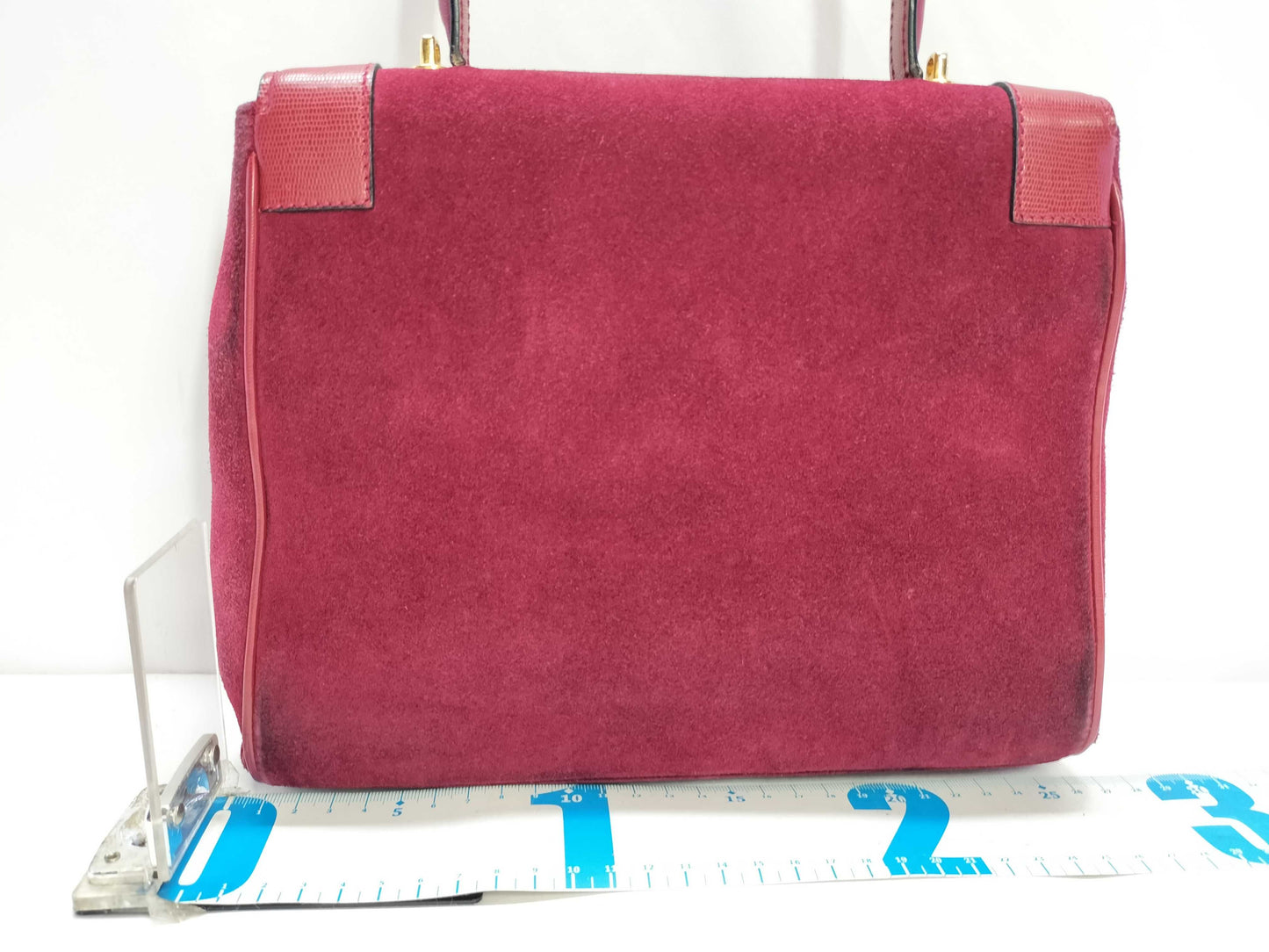 CELINE Celine Suede Top Handle Bag 2way Storage Bag Red Handbag
