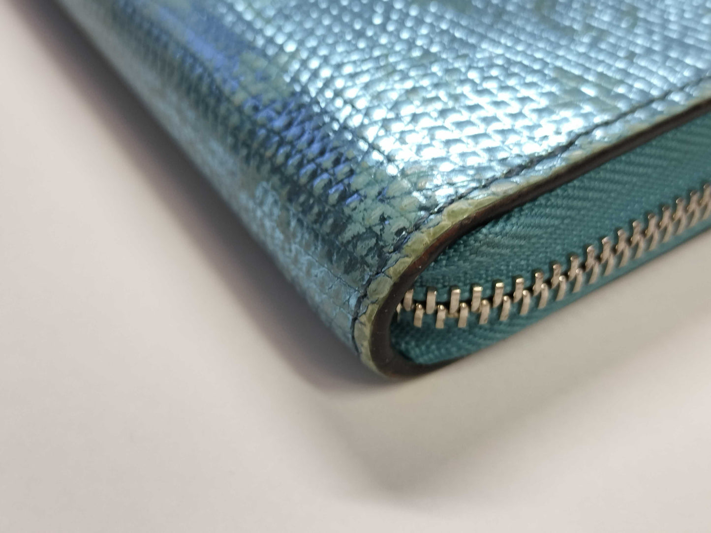 LOUIS VUITTON Louis Vuitton Metallized Blue Lizard Monogram Zippy Wallet Long Wallet Wallet