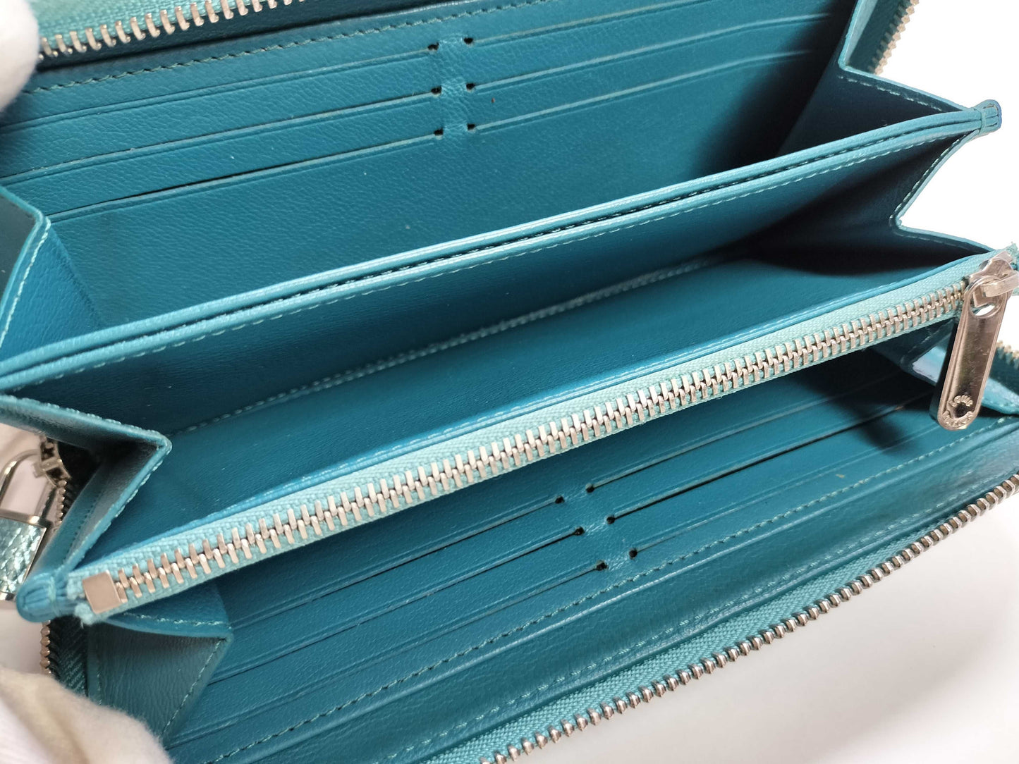 LOUIS VUITTON Louis Vuitton Metallized Blue Lizard Monogram Zippy Wallet Long Wallet Wallet