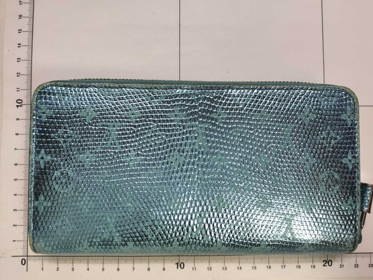 LOUIS VUITTON Louis Vuitton Metallized Blue Lizard Monogram Zippy Wallet Long Wallet Wallet