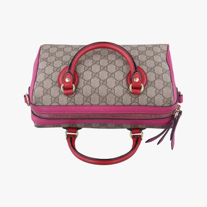 GUCCI GG Supreme Beige x Red x Pink PVC Coated Canvas x Leather 409529C019161041 Shoulder Bag