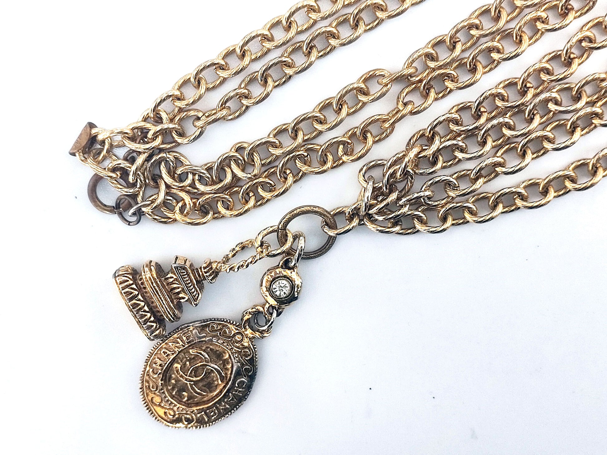 CHANEL Coco Mark Rhinestone 2-Strand Long Necklace Necklace