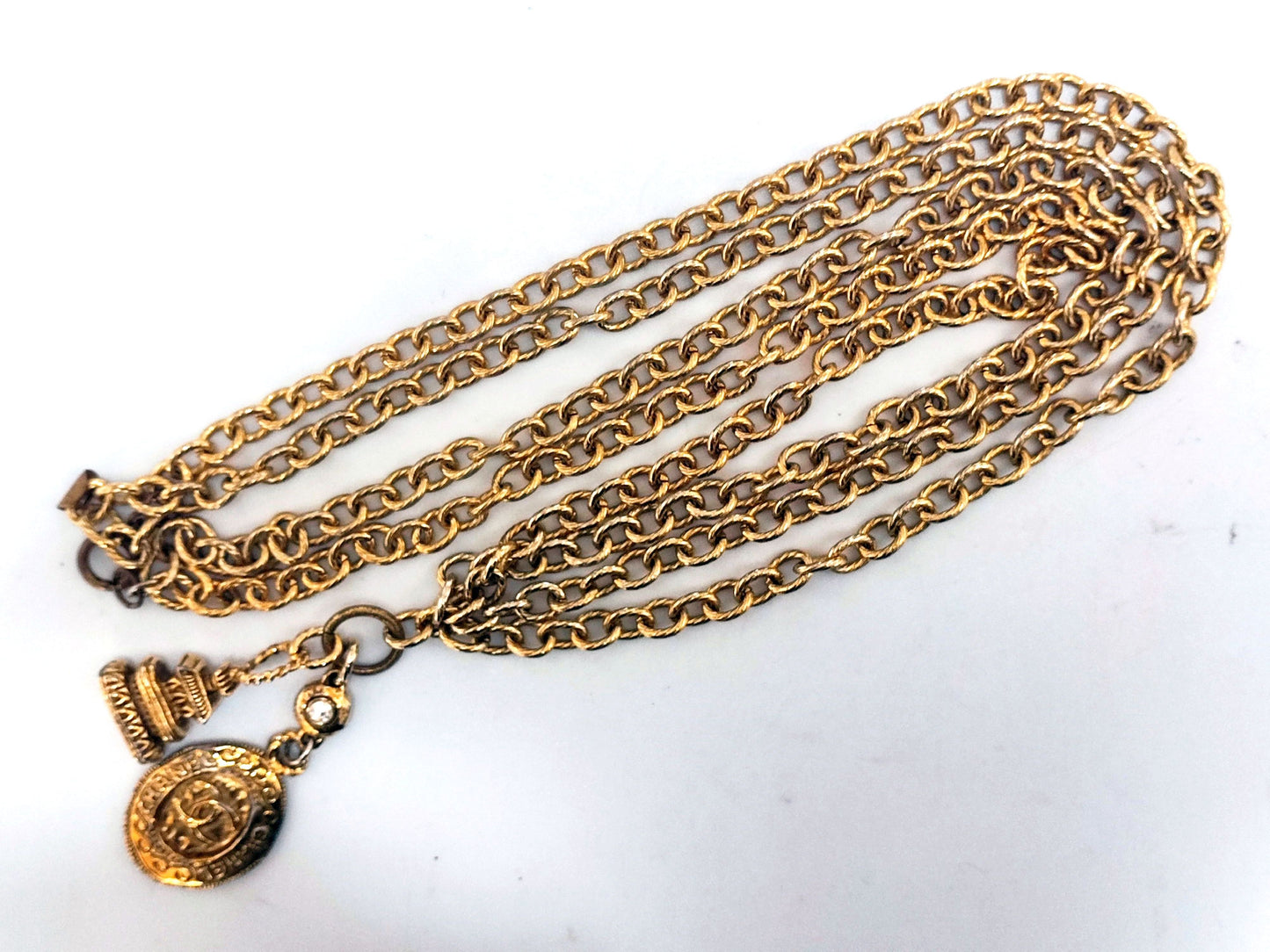 CHANEL Coco Mark Rhinestone 2-Strand Long Necklace Necklace
