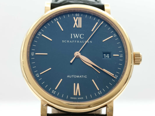 IWC Portofino IW356522 6311837 Automatic 18K Gold Blue Dial Men's Watch