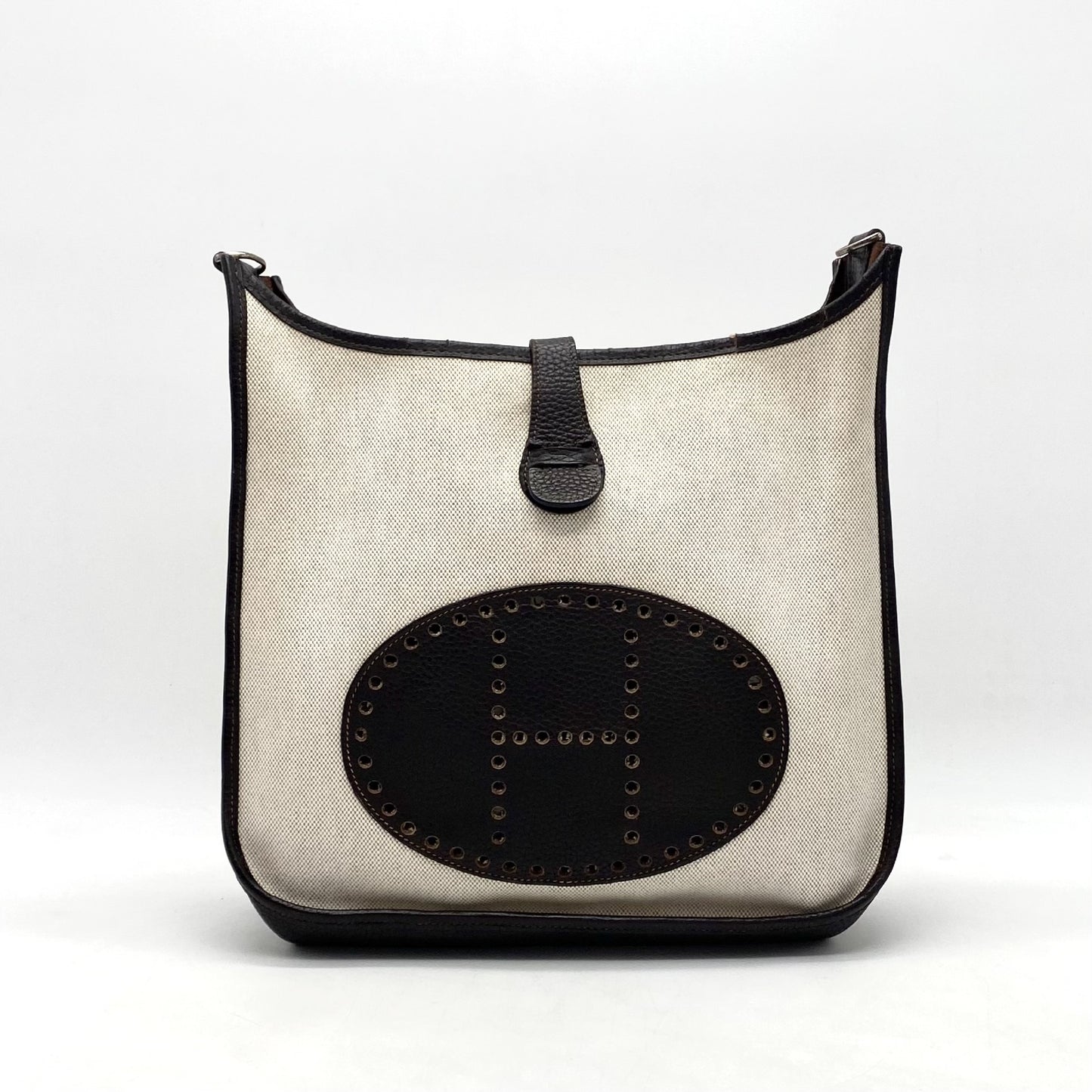 HERMES Evelyn 2 Toile H Leather Shoulder Bag
