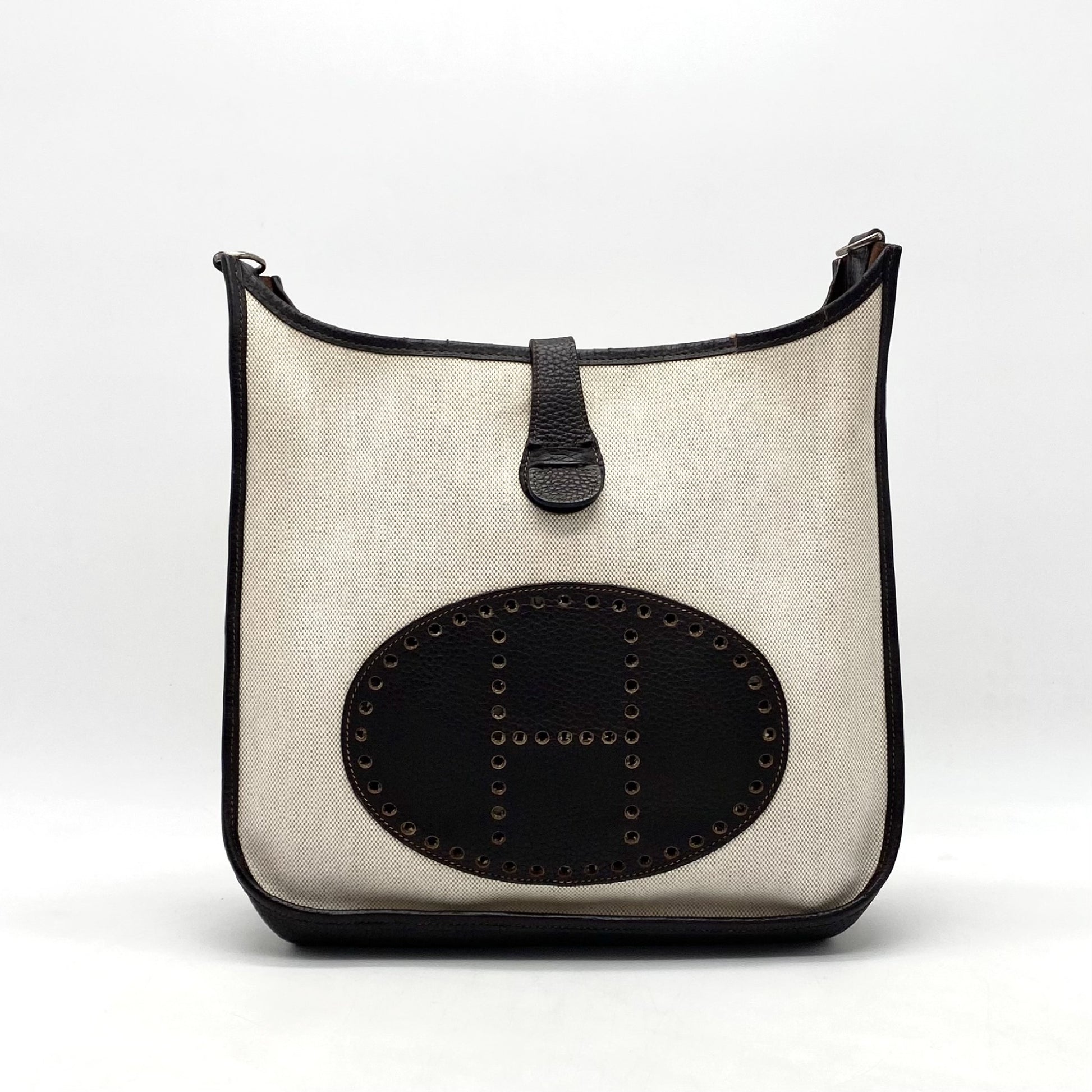 HERMES Evelyn 2 Toile H Leather Shoulder Bag