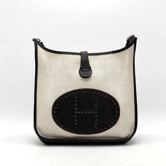HERMES Evelyn 2 Toile H Leather Shoulder Bag