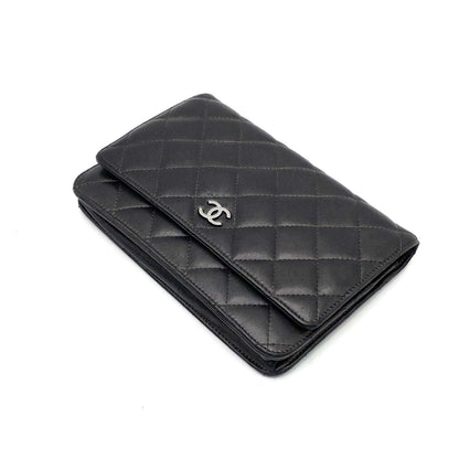 CHANEL Matelasse Coco Mark Lambskin Chain Wallet Shoulder Bag
