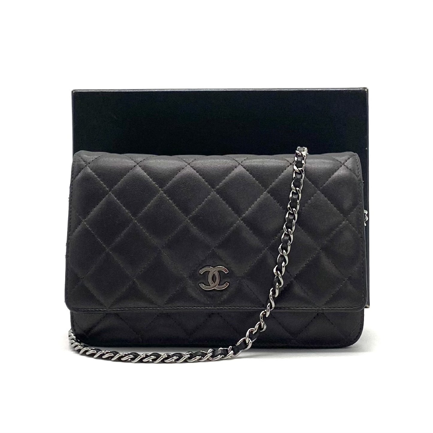 CHANEL Matelasse Coco Mark Lambskin Chain Wallet Shoulder Bag