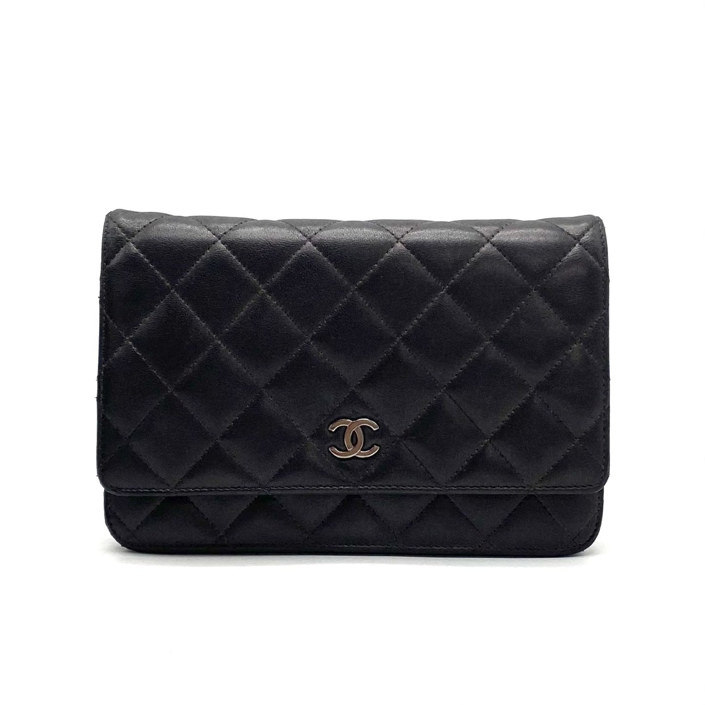 CHANEL Matelasse Coco Mark Lambskin Chain Wallet Shoulder Bag