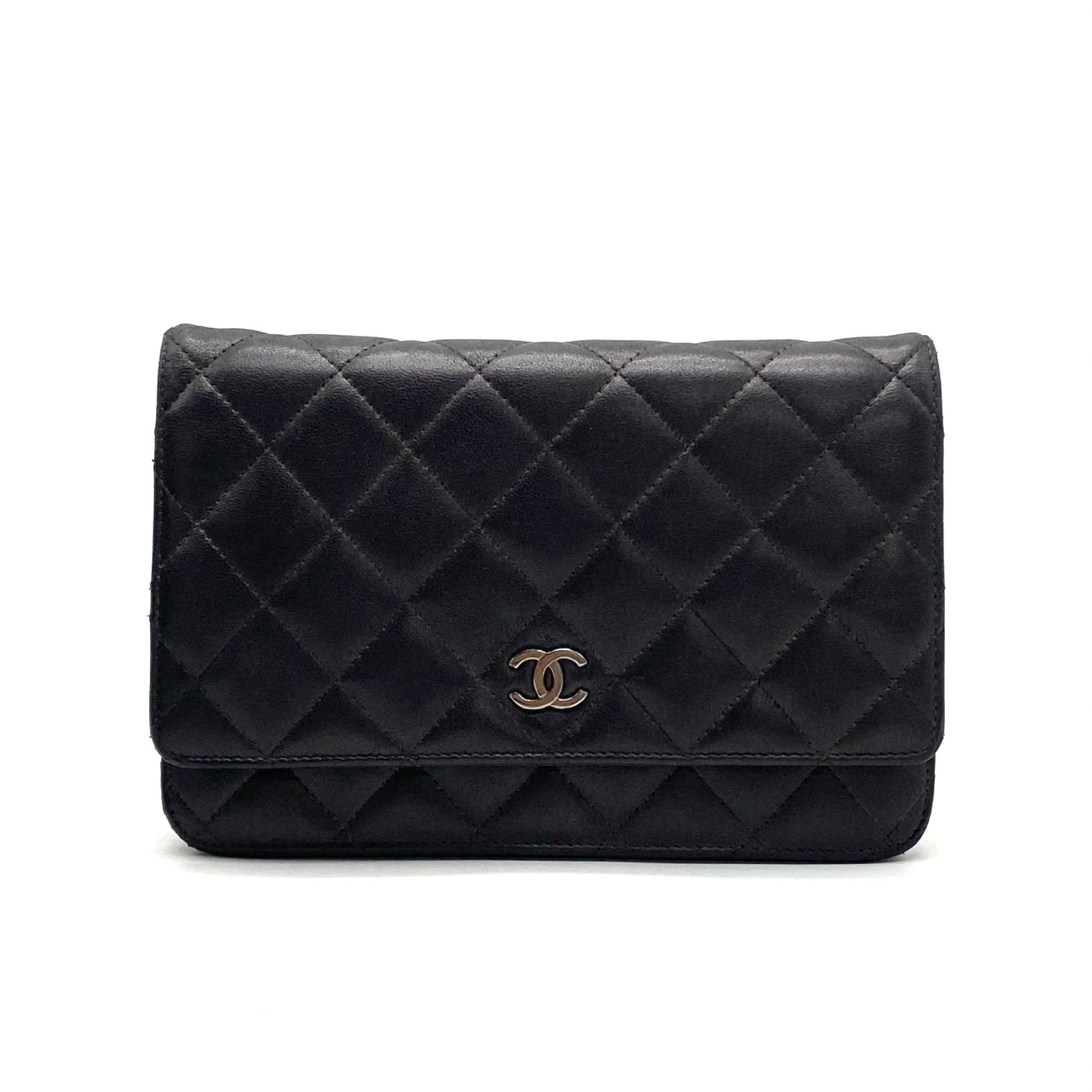 CHANEL Matelasse Coco Mark Lambskin Chain Wallet Shoulder Bag