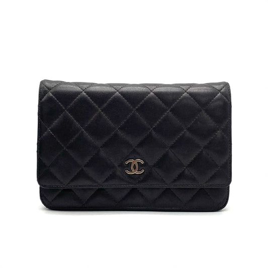 CHANEL Matelasse Coco Mark Lambskin Chain Wallet Shoulder Bag