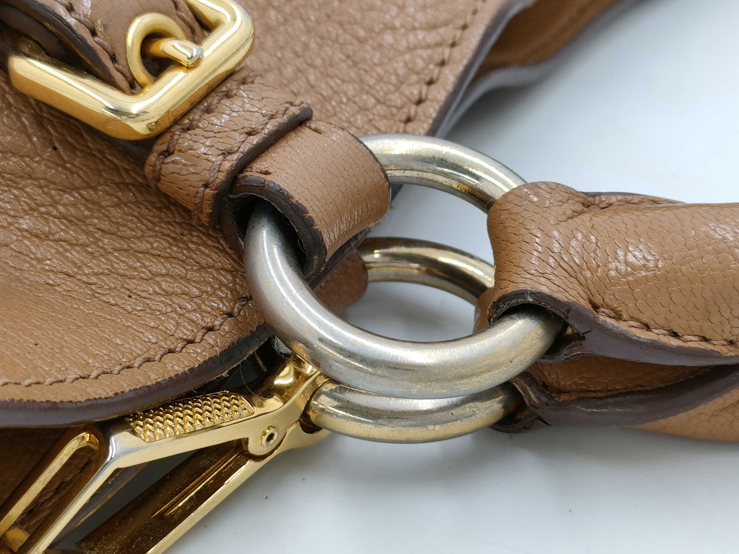 Miu Miu Leather 2-Way Handbag Brown Handbag