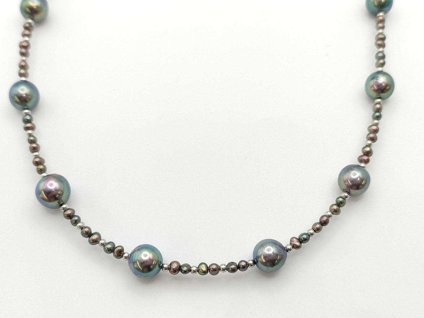 Semi-Round Pearl Necklace 3.0-7.6mm Diameter, 38.6g