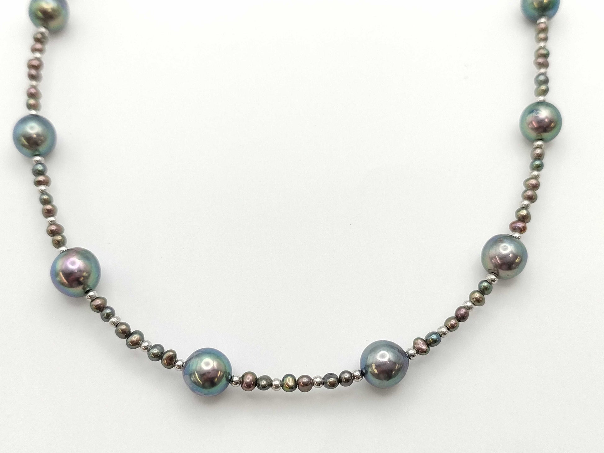 Semi-Round Pearl Necklace 3.0-7.6mm Diameter, 38.6g