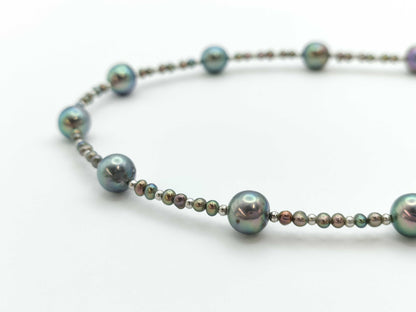 Semi-Round Pearl Necklace 3.0-7.6mm Diameter, 38.6g