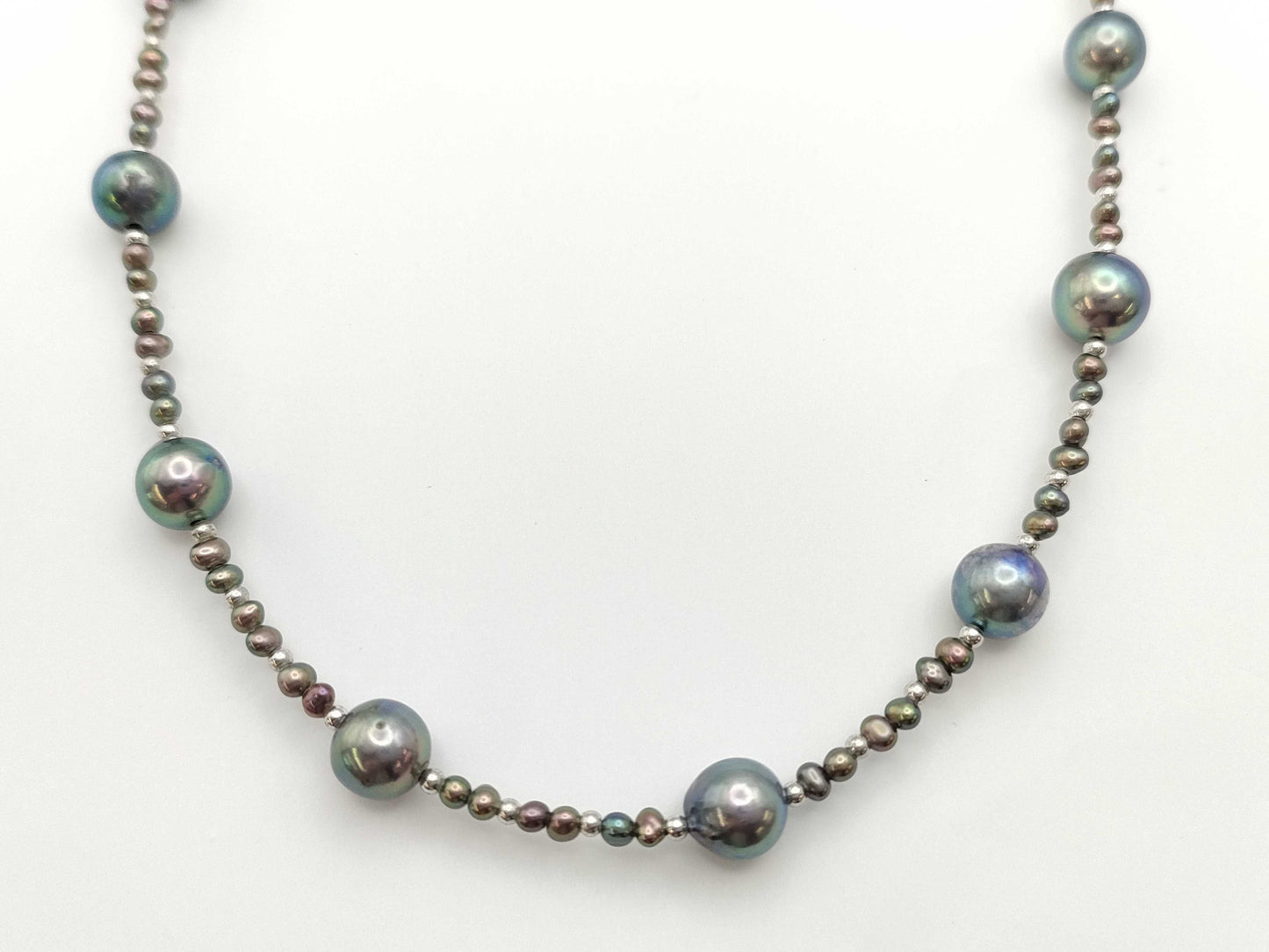Semi-Round Pearl Necklace 3.0-7.6mm Diameter, 38.6g