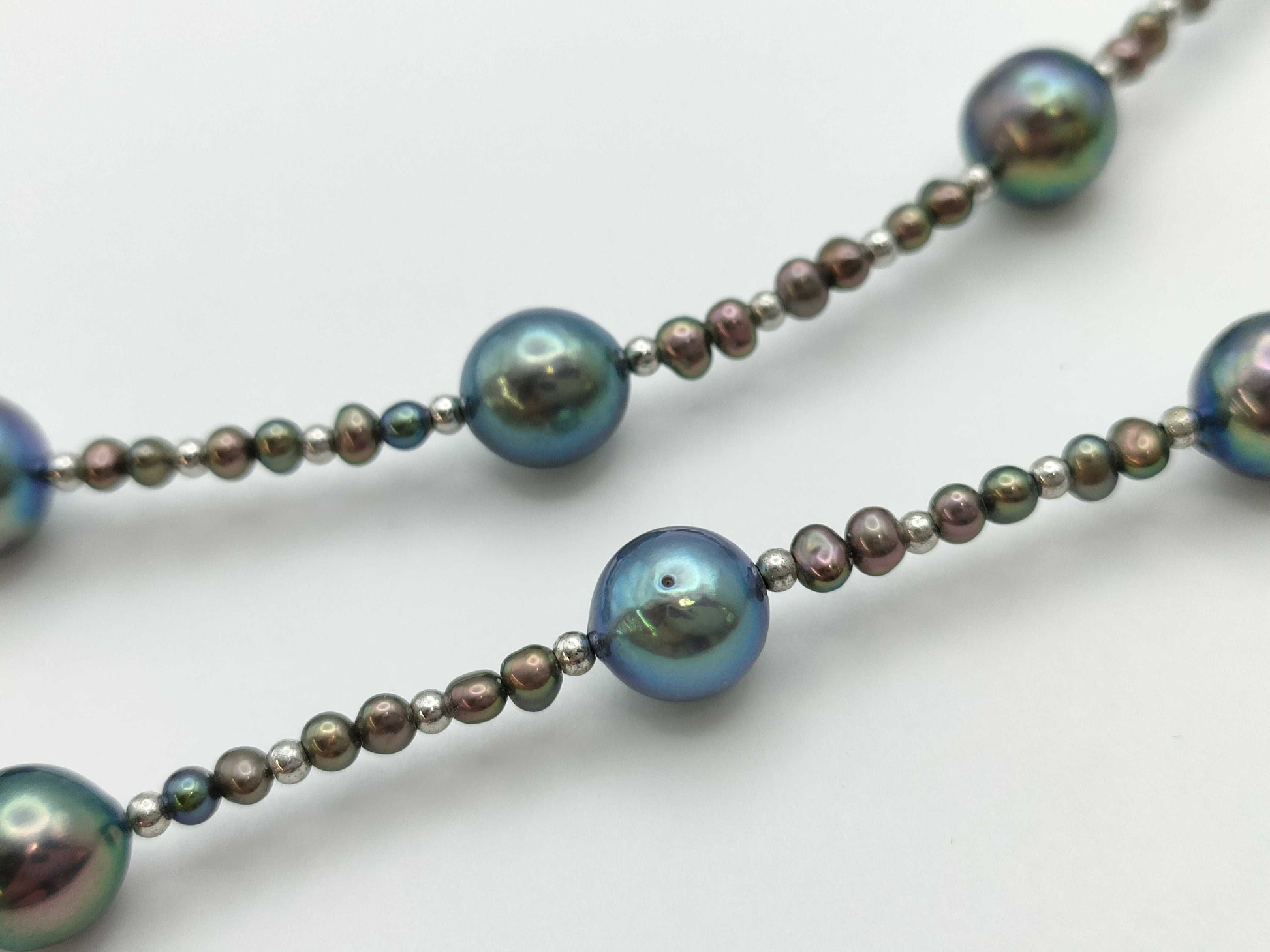 Semi-Round Pearl Necklace 3.0-7.6mm Diameter, 38.6g