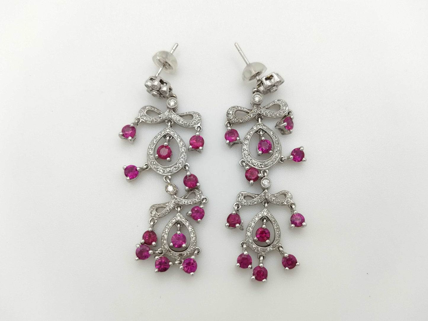 R2.86ct D0.67ct K18WG 9.6g Earrings 