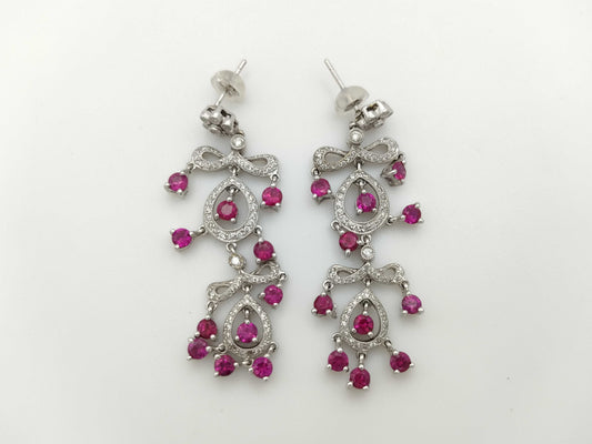 R2.86ct D0.67ct K18WG 9.6g Earrings 