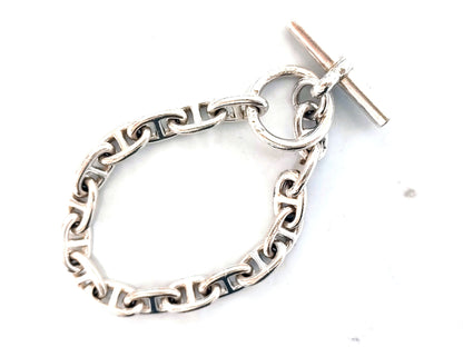 HERMES Schone Dunkle PM 1970s - 80s Cursive Engraved 17 Frames SV925 34.8g Vintage Bracelet Bracelet Bangle