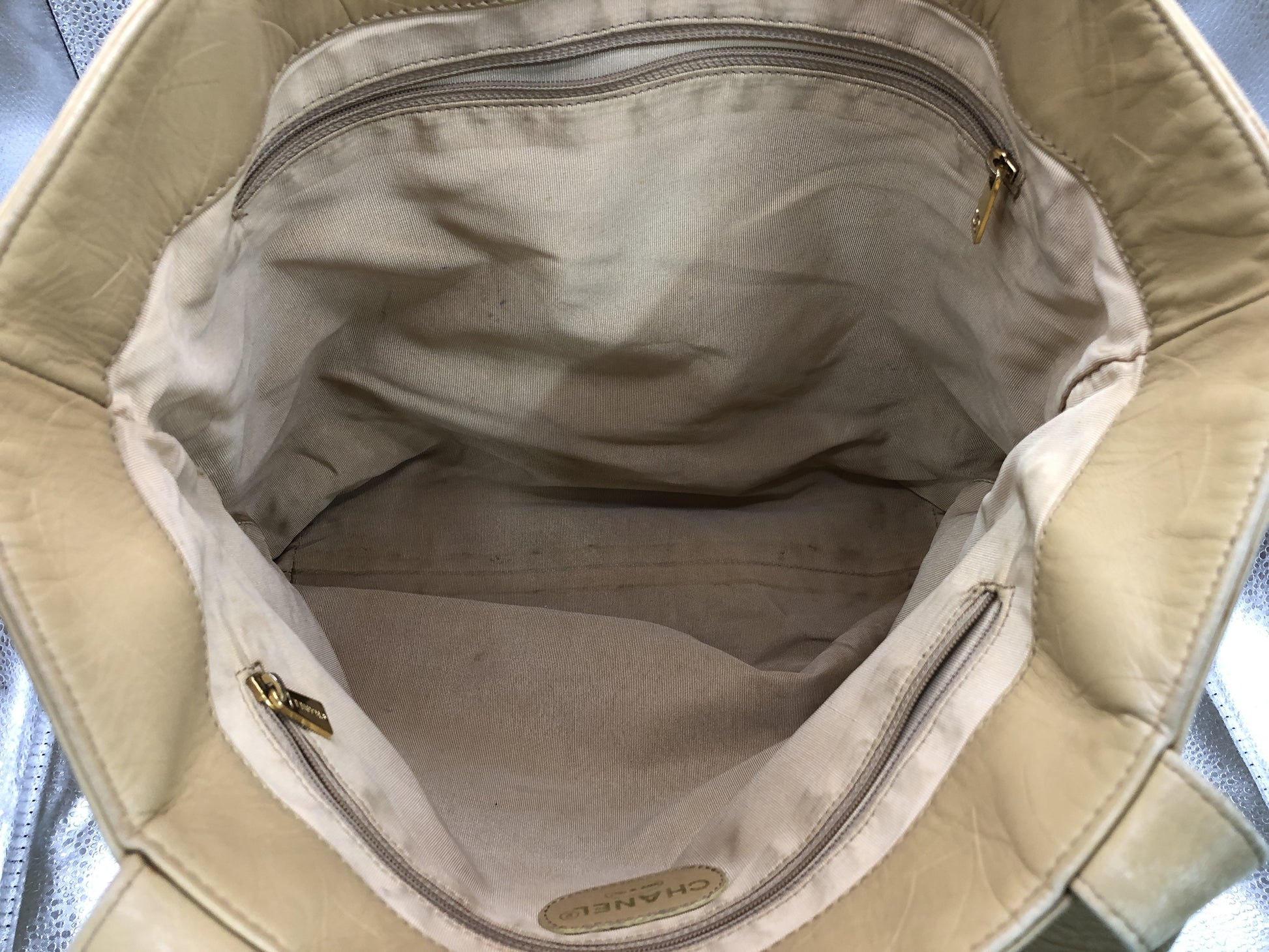 LOUIS VUITTON Cocomark Tote Bag with Seal 5971407 Lambskin Beige Tote Bag