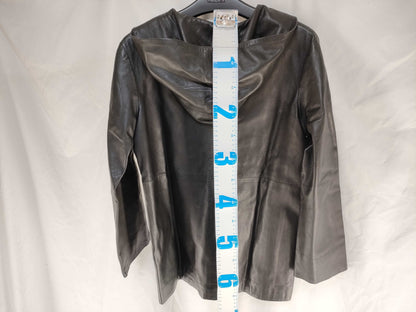 LOUIS VUITTON Size 36 Leather Hoodie Black Top