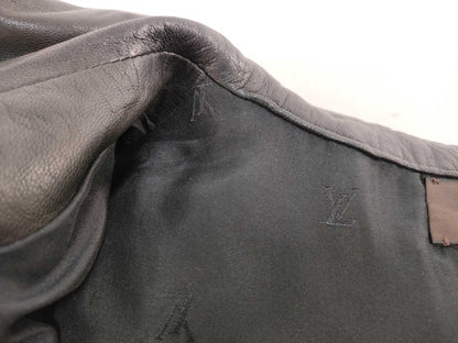 LOUIS VUITTON Size 36 Leather Hoodie Black Top