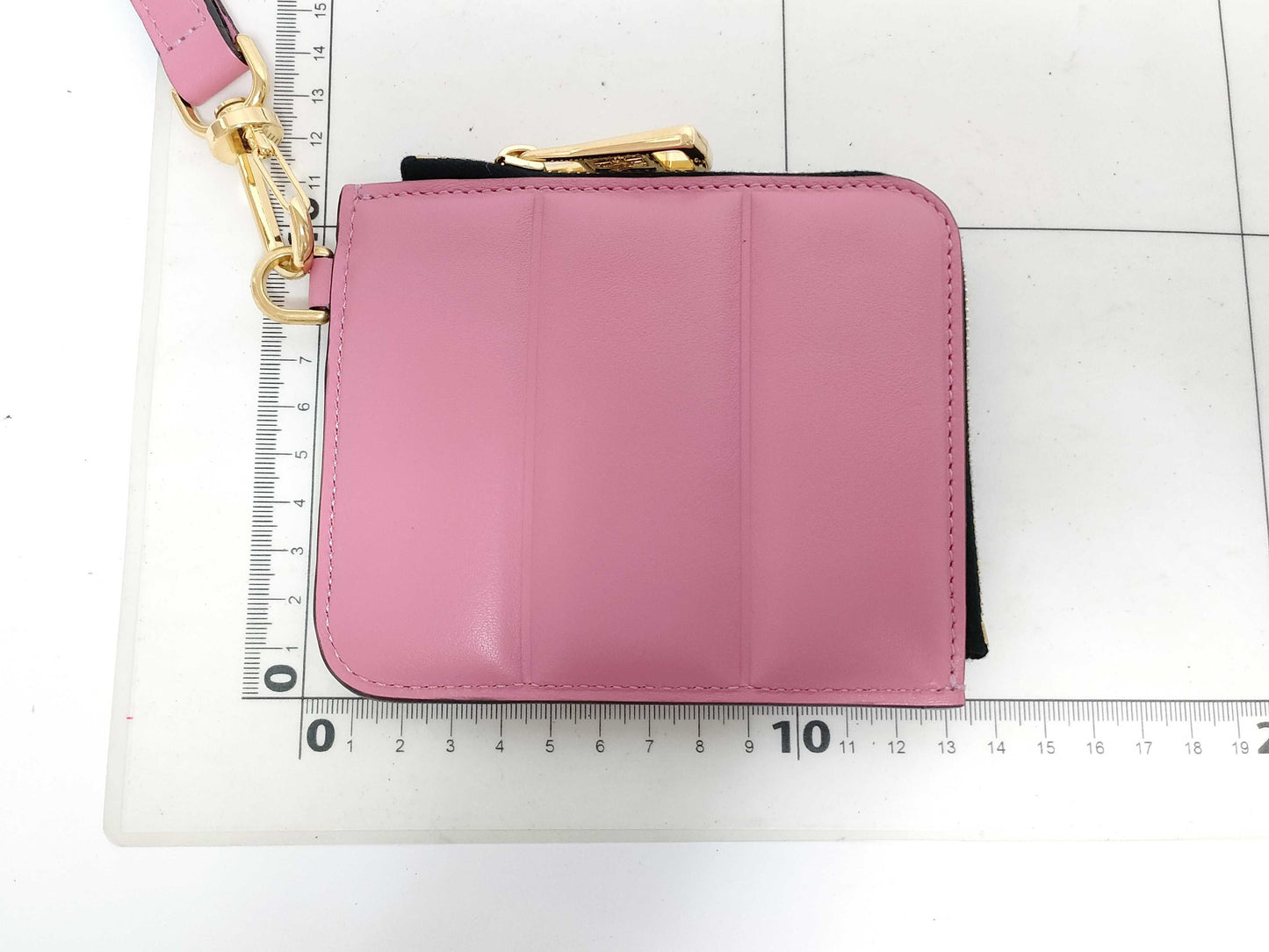 MONCLER Moncler logo leather shoulder wallet pink net pouch coin case