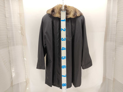  Mila Schon 100% Silk Coat with Chinchilla Fur, Size 40, Black, Dry Cleaned