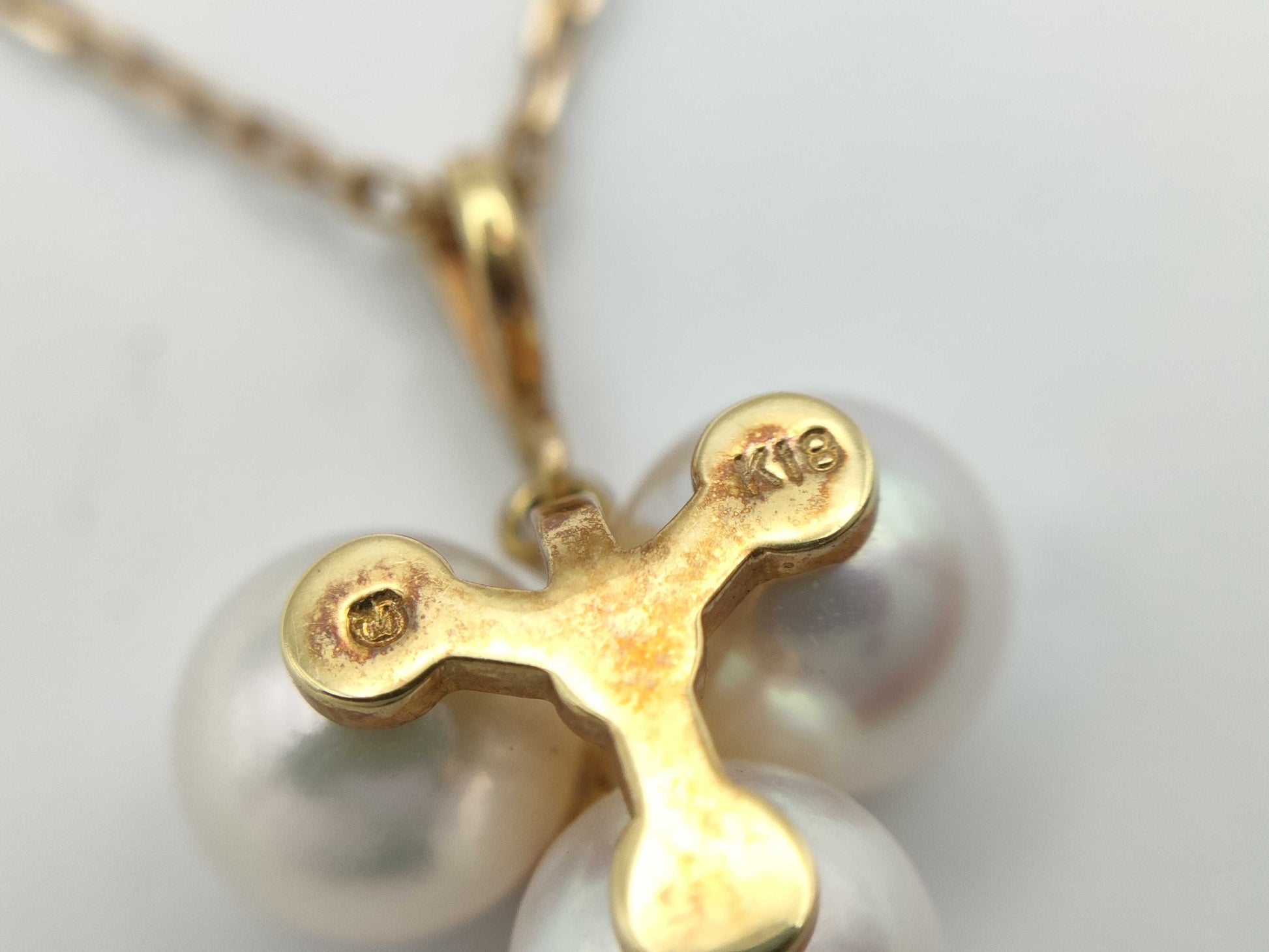 MIKIMOTO Pearl Diameter Approx. 6.4mm*3 Ruby K18 3.8g Necklace 