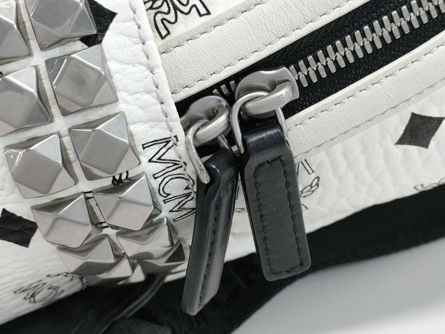 MCM MCM Backpack White Visetos Studded Leather Rucksack