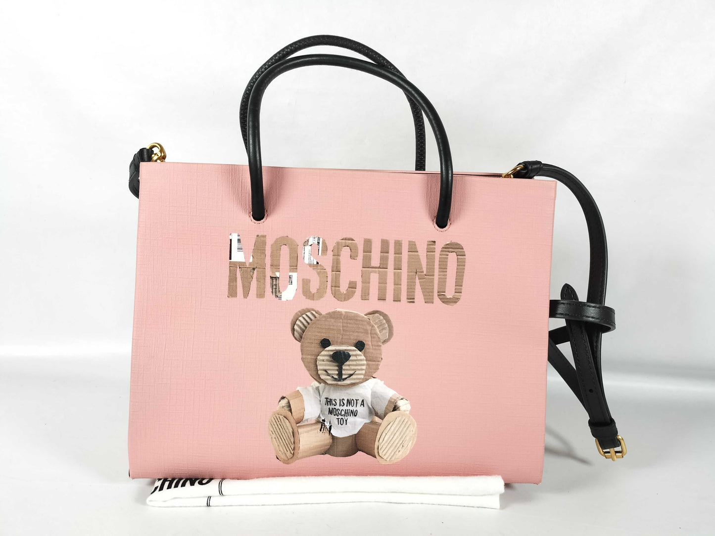 MOSCHINO Leather 2-Way Handbag, Pink