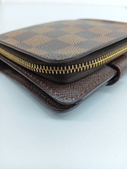 LOUIS VUITTON Vuitton Damier Compact Zip N61668 CA2059 Brown Compact Wallet Wallet