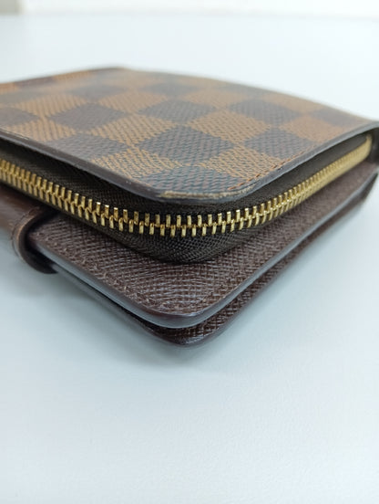 LOUIS VUITTON Vuitton Damier Compact Zip N61668 CA2059 Brown Compact Wallet Wallet