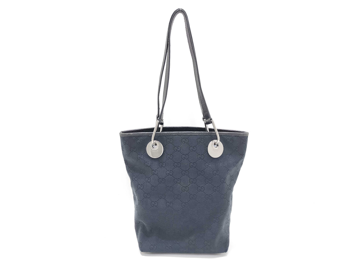 GUCCI GG Canvas Gucci 120840 Tote Bag Bucket Shaped GG Canvas Leather Black Tote Bag