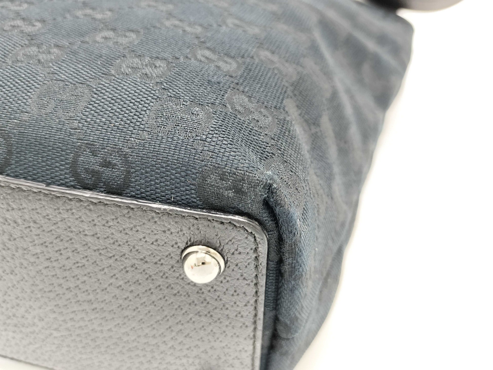 GUCCI GG Canvas Gucci 120840 Tote Bag Bucket Shaped GG Canvas Leather Black Tote Bag