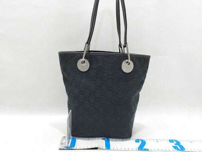GUCCI GG Canvas Gucci 120840 Tote Bag Bucket Shaped GG Canvas Leather Black Tote Bag