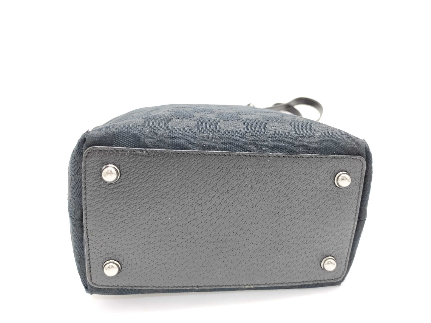 GUCCI GG Canvas Gucci 120840 Tote Bag Bucket Shaped GG Canvas Leather Black Tote Bag