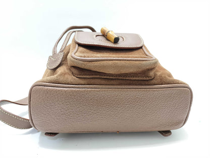 GUCCI Bamboo Gucci 003 3444 0030 Bamboo Rucksack Suede Brown Rucksack