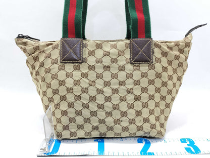 GUCCI GG Canvas Gucci 131230 GG Canvas Sherry Line Tote Bag Brown Handbag