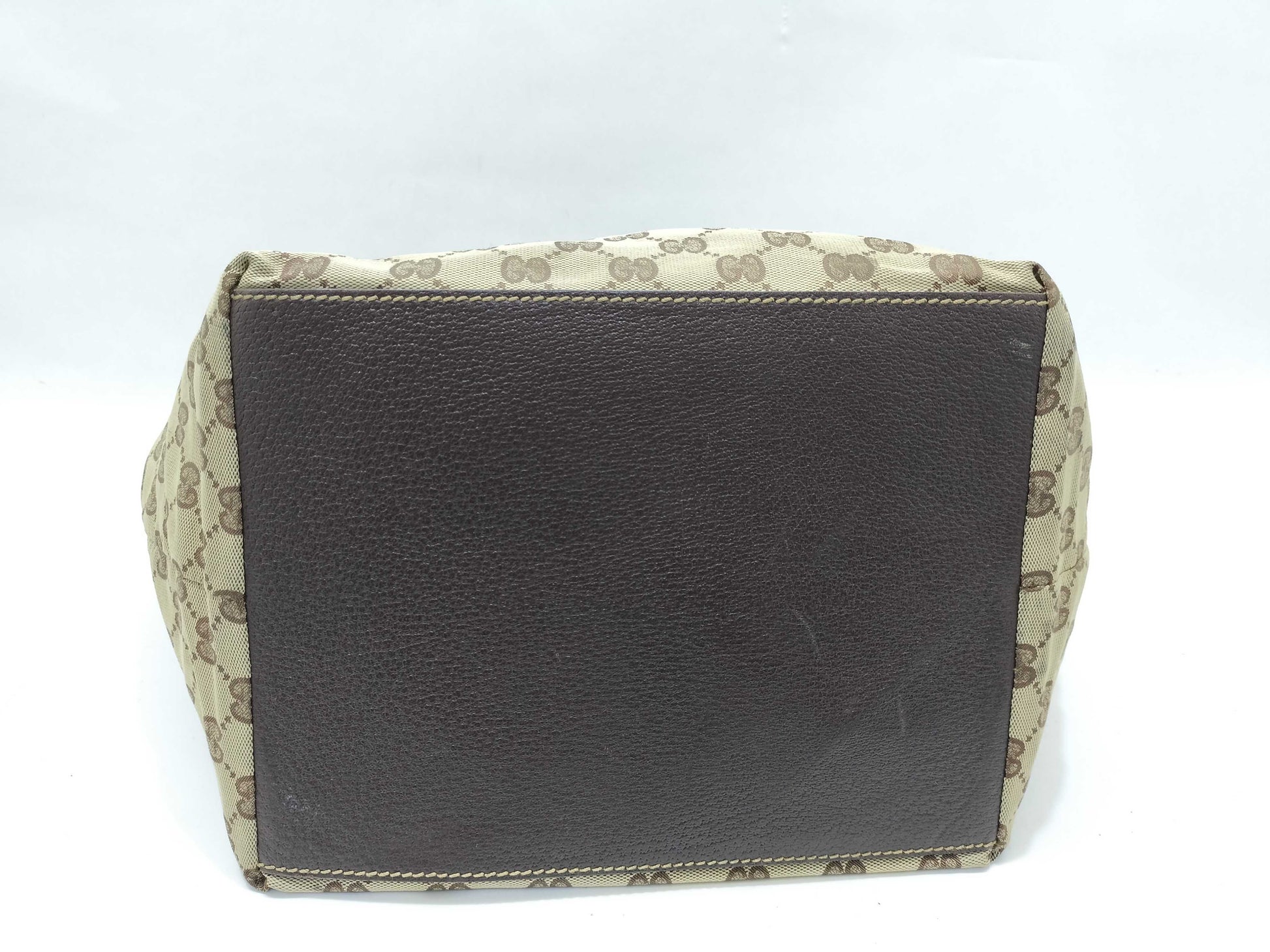 GUCCI GG Canvas Gucci 131230 GG Canvas Sherry Line Tote Bag Brown Handbag